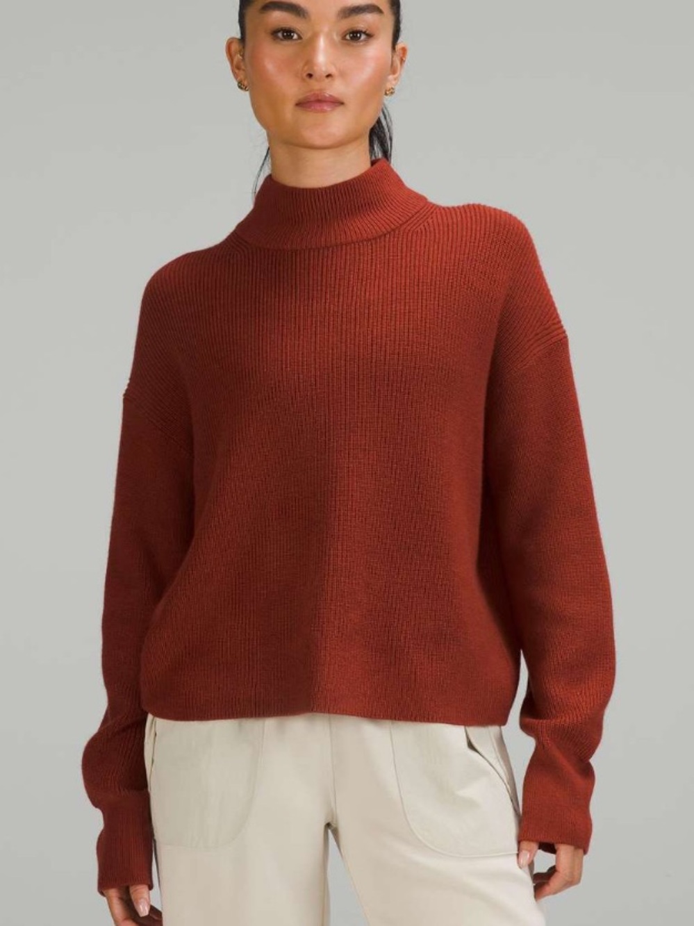 Lululemon Merino Wool-Blend Ribbed Turtleneck Sweater
Cayenne 12